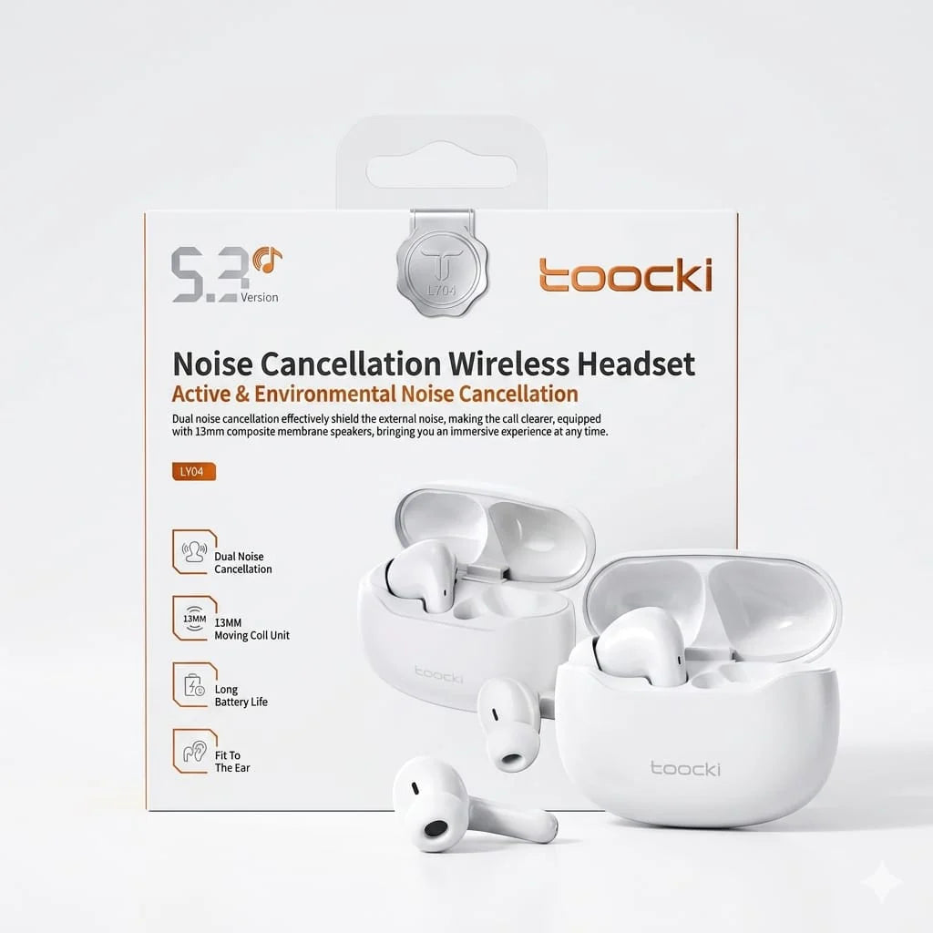 Toocki LY04 TWS Wireless Earbuds – Bluetooth 5.3 with ANC + ENC Noise Cancellation & Charging Case