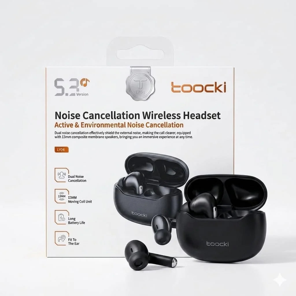 Toocki LY04 TWS Wireless Earbuds – Bluetooth 5.3 with ANC + ENC Noise Cancellation & Charging Case