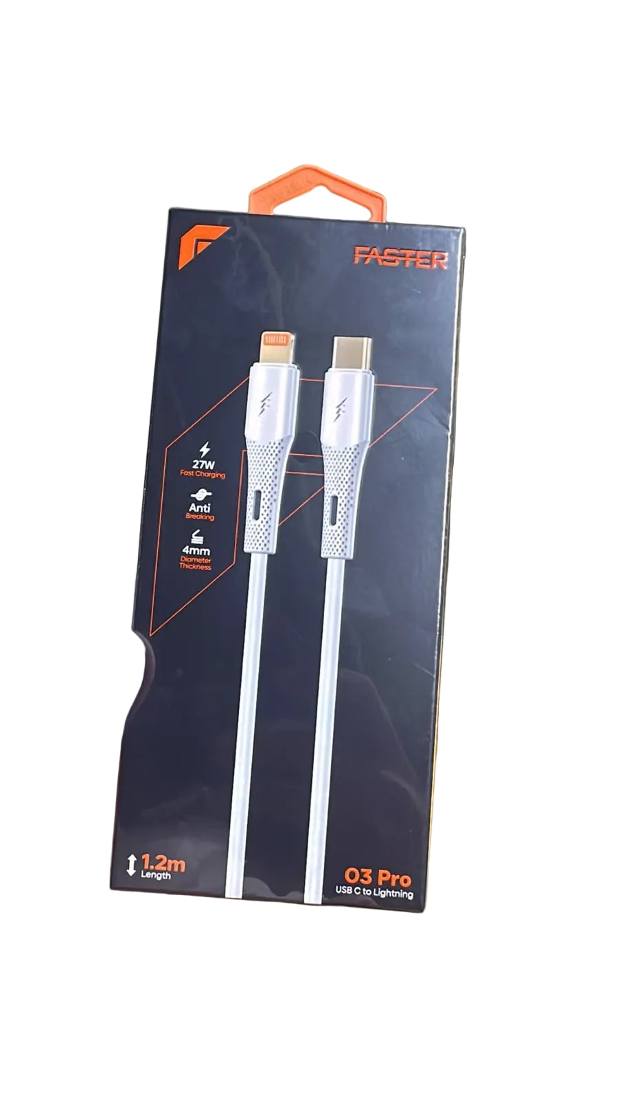 Faster O3 Pro USB-C to Lightning Cable 1.2M | 27W Fast Charging Cable