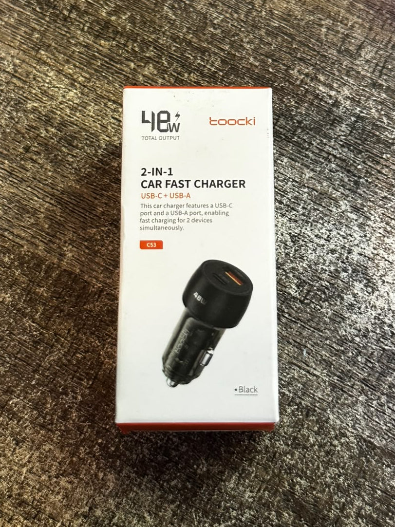 Toocki TQ-CC53 48W Dual Port Car Charger | 30W USB-C + 18W USB-A Fast Charging