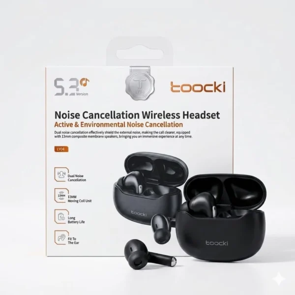 Toocki LY04 TWS Wireless Earbuds – Bluetooth 5.3 with ANC + ENC Noise Cancellation & Charging Case